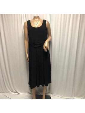 KStudio Dress Womens Size 14 Black Gathered Waist Sleeveless Stretchy Classic